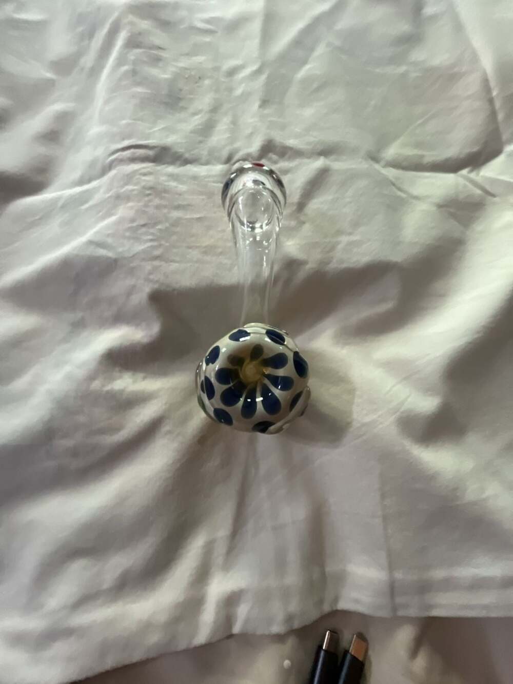 Hand Blown Glass Spoon Piece with Polka Dot Pattern - Picture 2 of 8